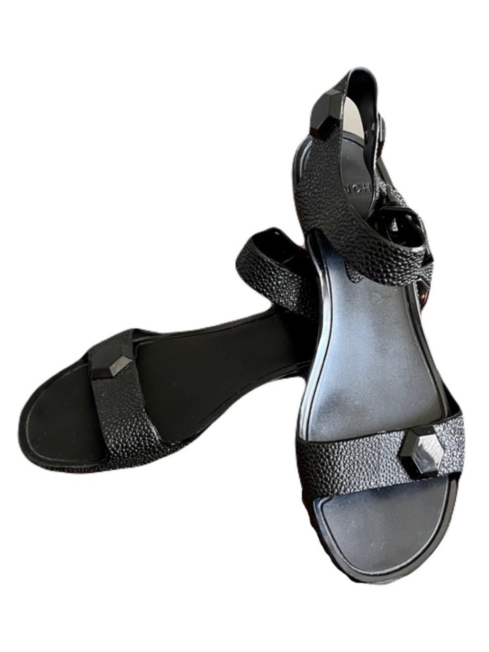 Givenchy Black Rubber Jellies, Stingray-Pattern, Jeweled Sandals, Size 36